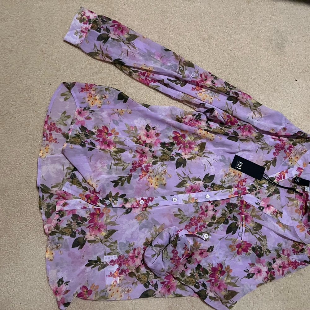Kut from the Kloth Purple Floral Blouse